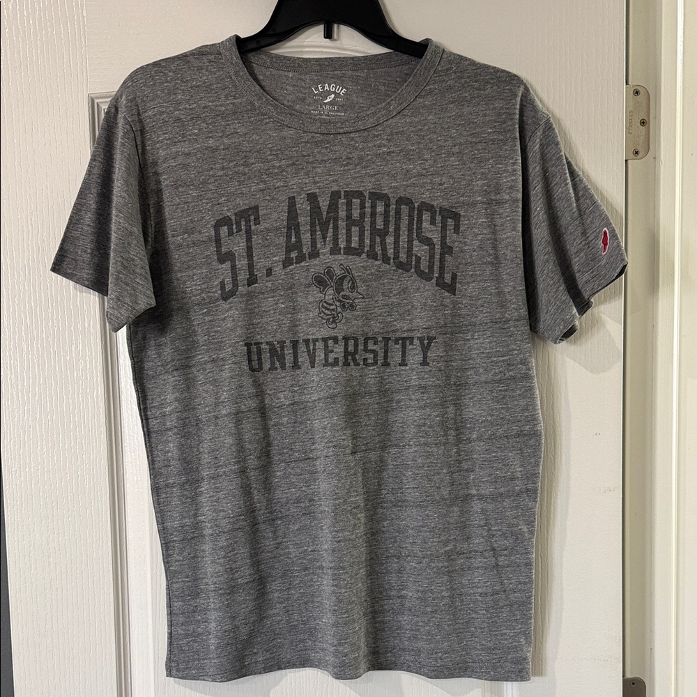 League Brand St. Ambrose University Bees T Shirt College Gray Size Large NEW